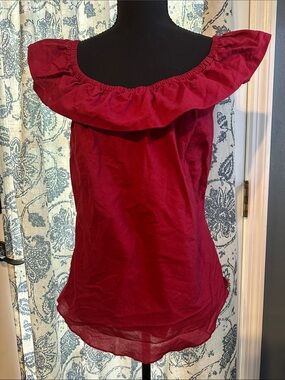Allison Taylor Off-Shoulder Ruffle Camisole - Burgundy 100% Cotton
